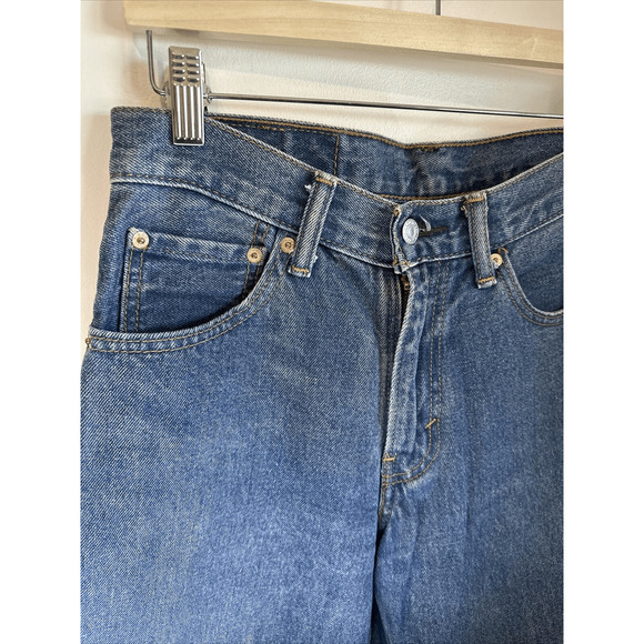 Levis Vinyl Flame 550 Jeans Rigid Denim Woman’s Size 29 Modified Cropped - Picture 7 of 13